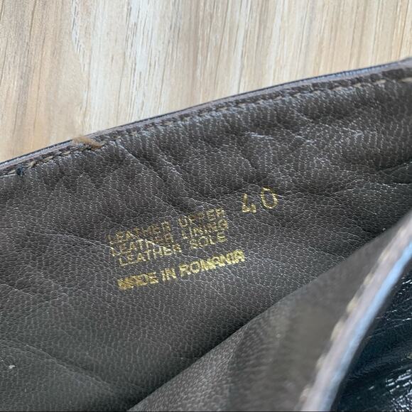 FRANCESCO MORICHETTI Black Leather Spectator Tall Boots Low Heel Size 40 / 9.5 - Picture 7 of 10